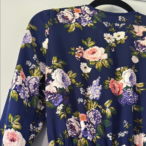 Lulu's Navy Floral Long Sleeve Dress - Picture 4 of 6